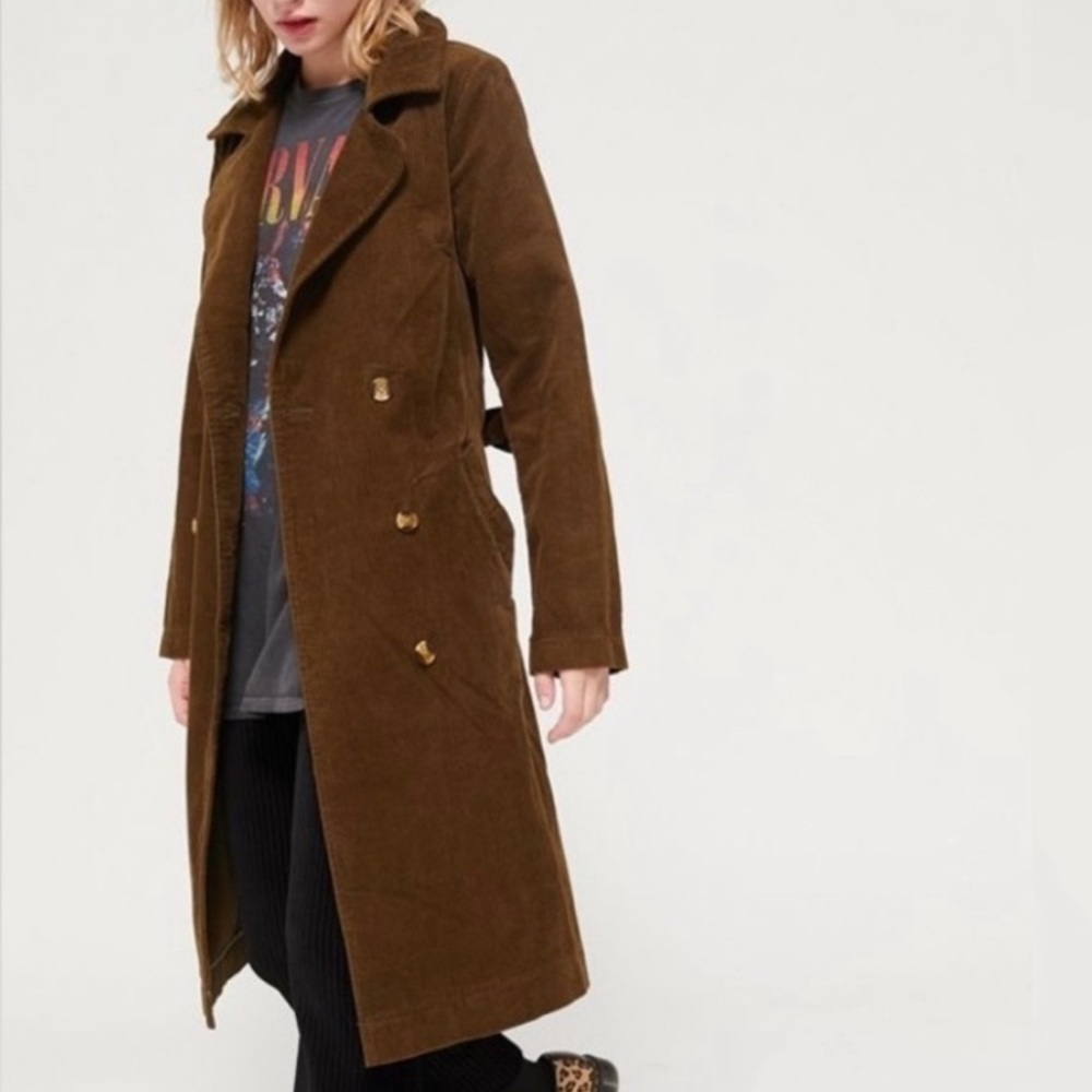 BDG Green Corduroy Trench Coat
